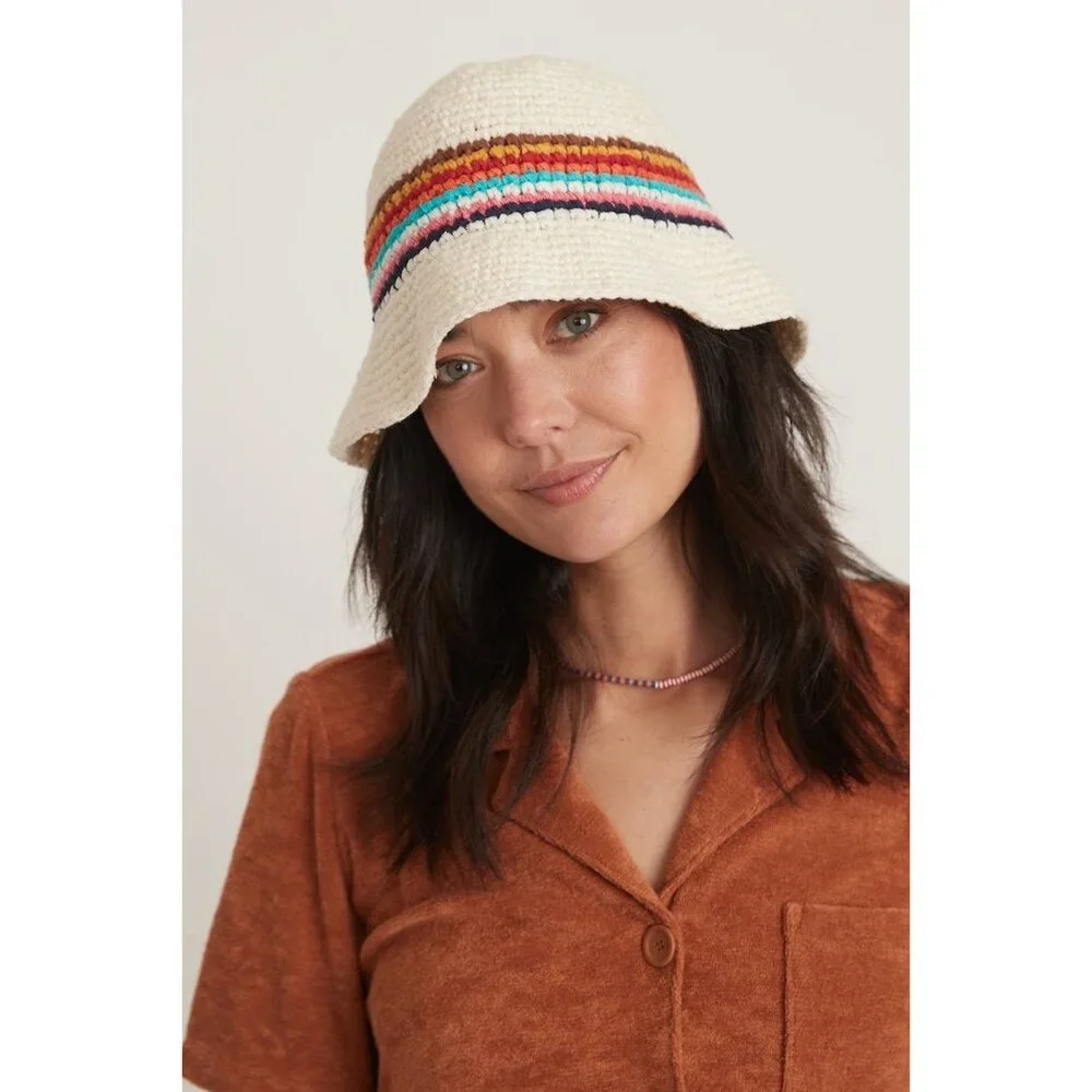 NWT Marine Layer Crochet Bucket Hat in Multi Stripe MSRP$75 - Picture 5 of 15